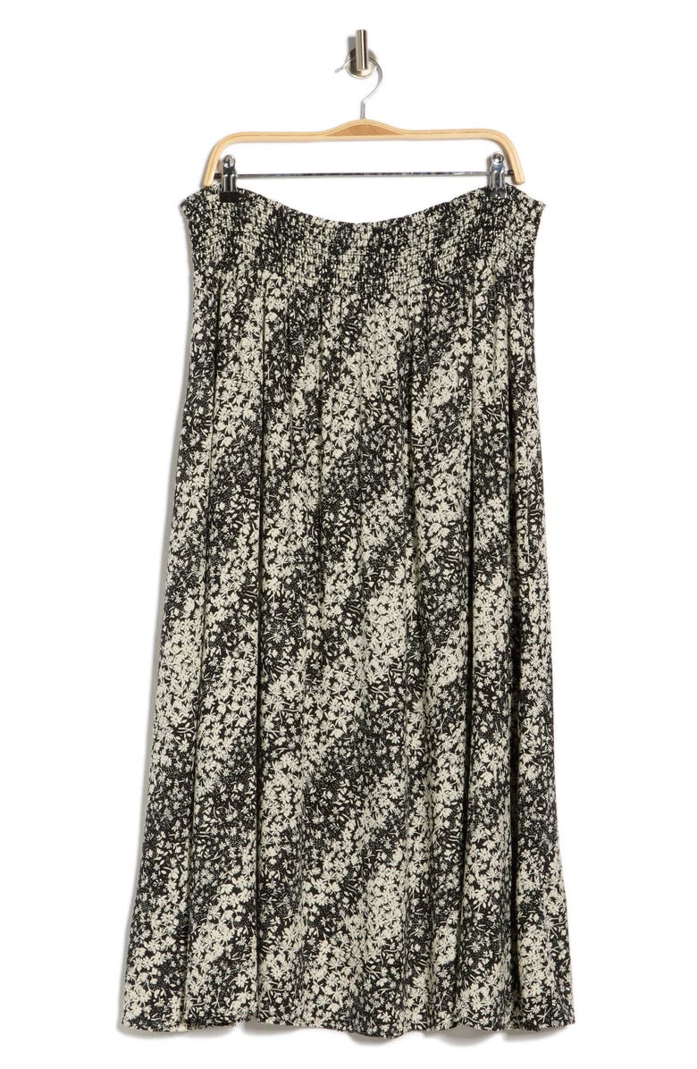 Renee C Smocked Waist Midi Skirt, Main, color, Black