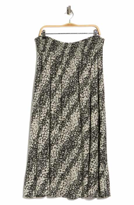 Renee C Smocked Waist Midi Skirt