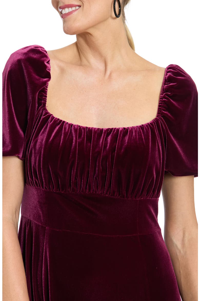 Square Neck Puff Sleeve Empire Waist Dress, Alternate, color, PORT