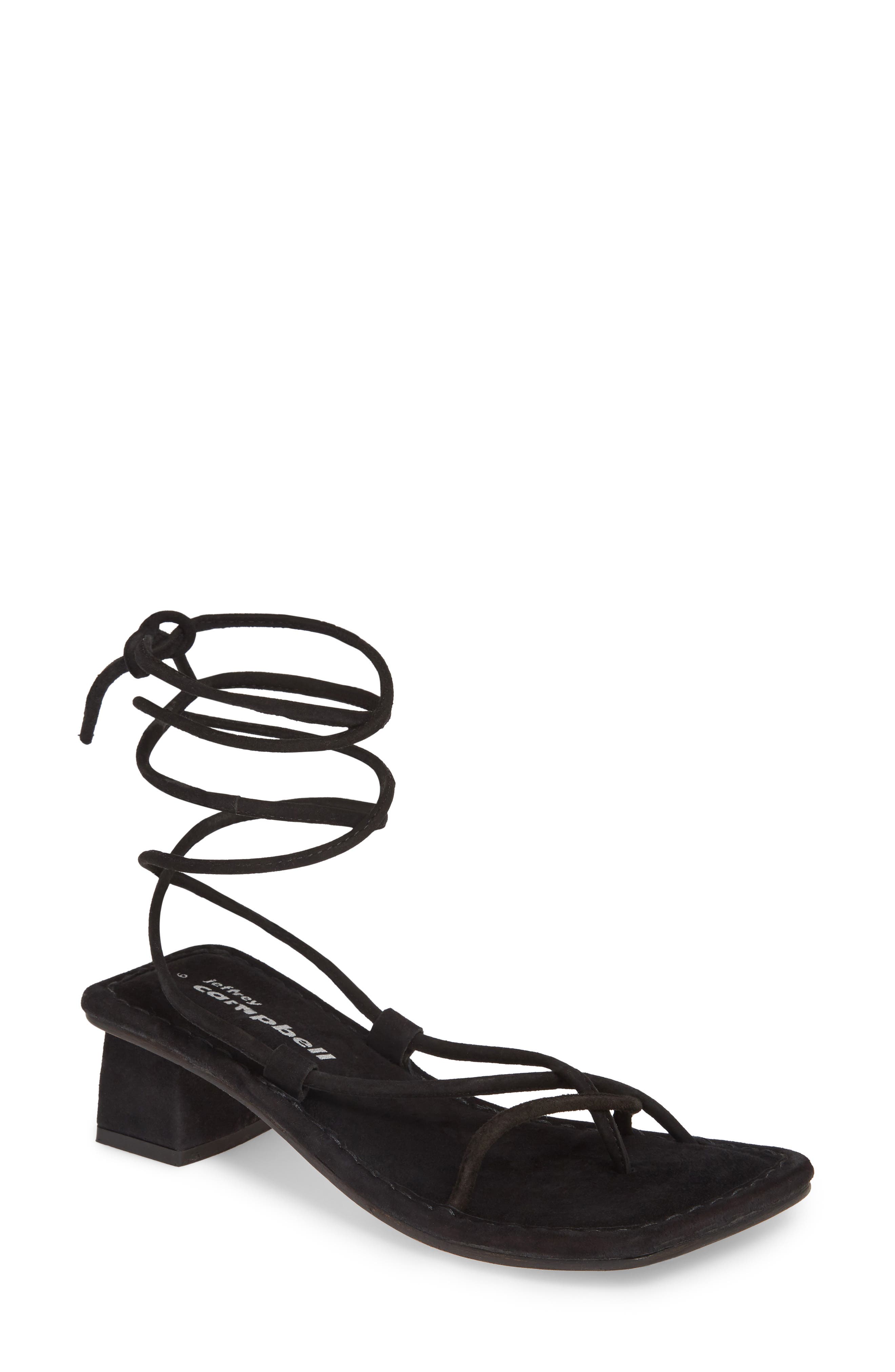 Kaine Wraparound Tie Sandal, Main, color, BLACK SUEDE