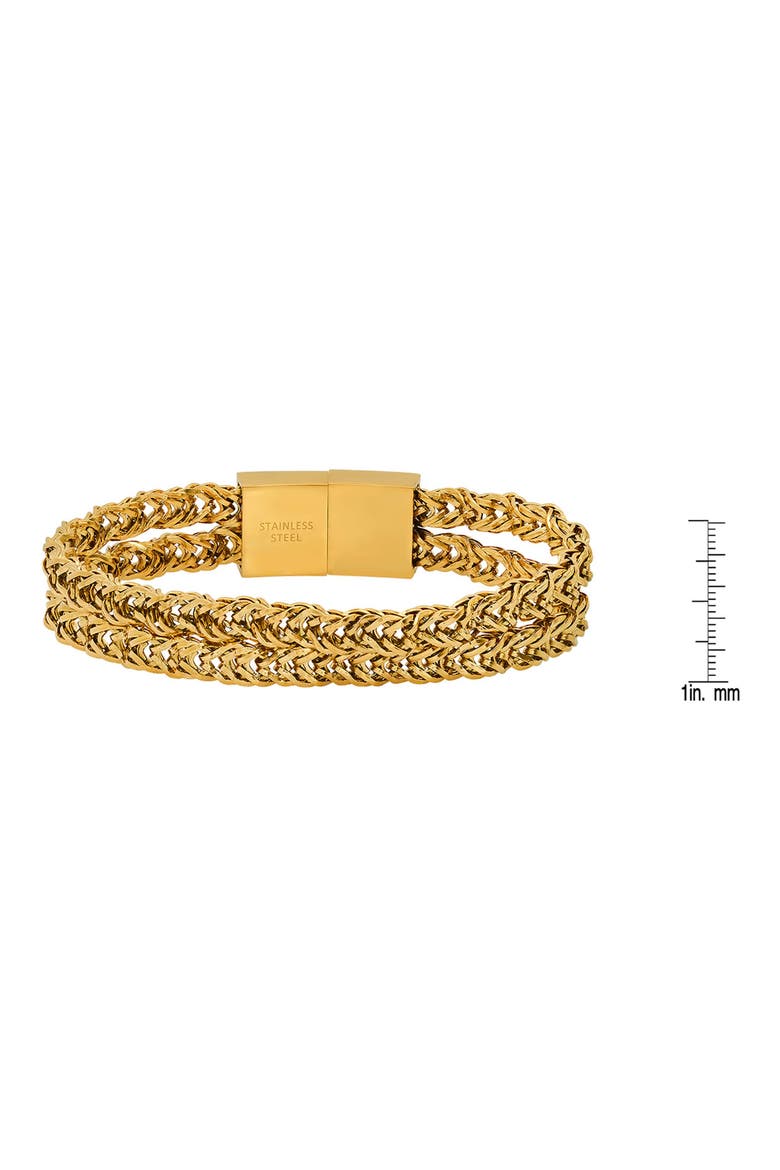Men's Double Row Wheat Chain Bracelet, Alternate, color, GOLD
