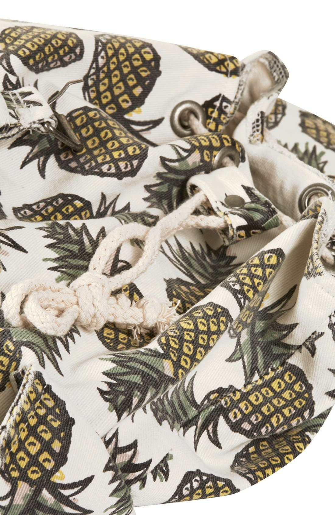 Pineapple Print Denim Backpack, Alternate, color, YELLOW