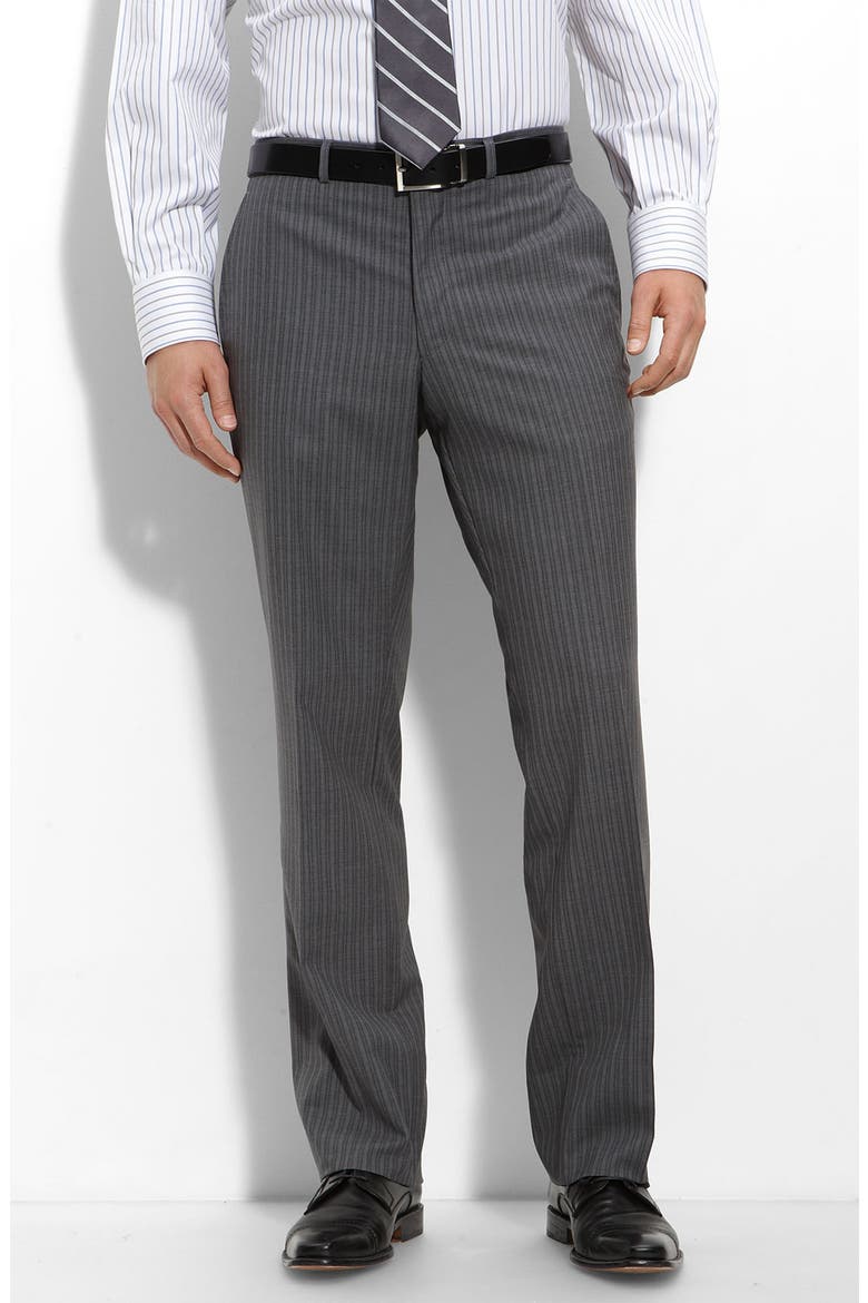 Charcoal Pinstripe Wool Suit, Alternate, color, GREY PINSTRIPE