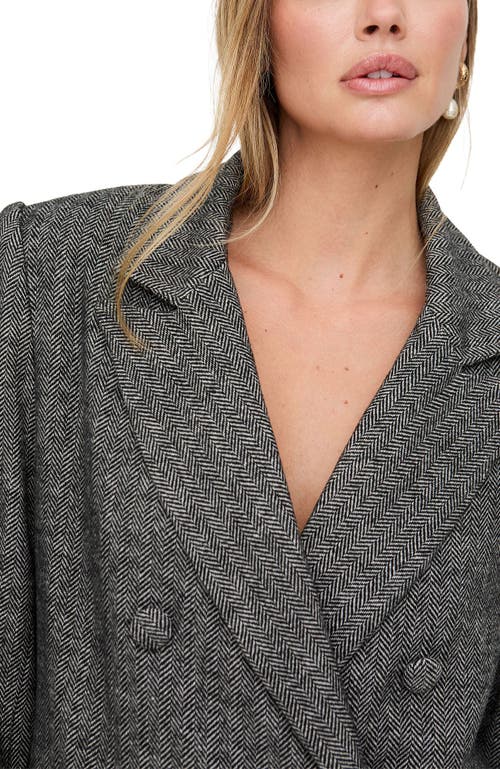 Lily And Lionel London Jakki Tailored Herringbone Print Coat In Gray