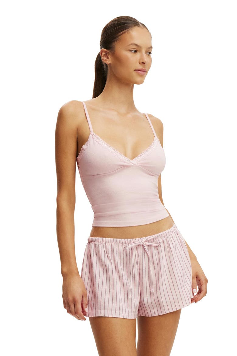 Women's Cloud Soft Flannel Short, Alternate, color, Gerry Stripe Pink Kiss Black