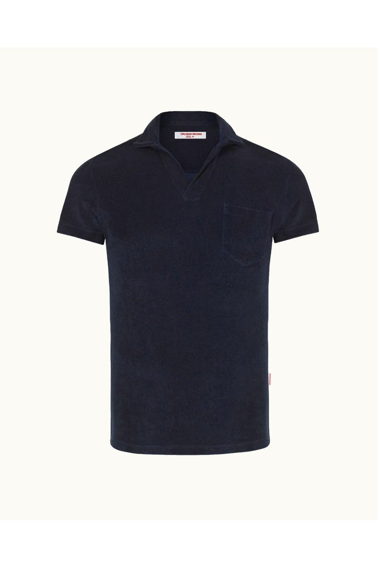 Terry Towelling Tailored Fit Towelling Polo Shirt, Alternate, color, NAVY