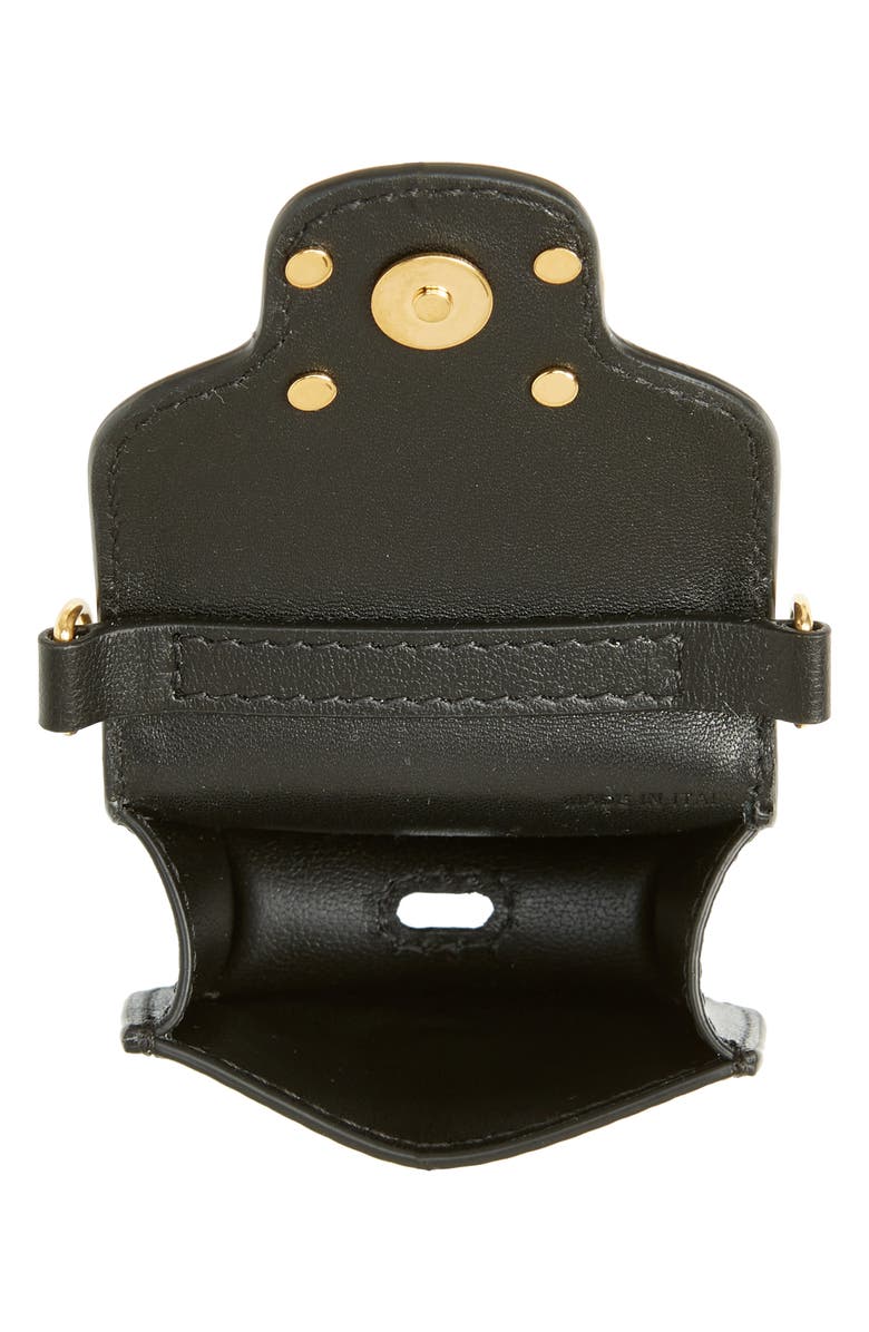 Valentino Garavani Locò Leather AirPods Case on a Chain, Alternate, color, 0No Nero