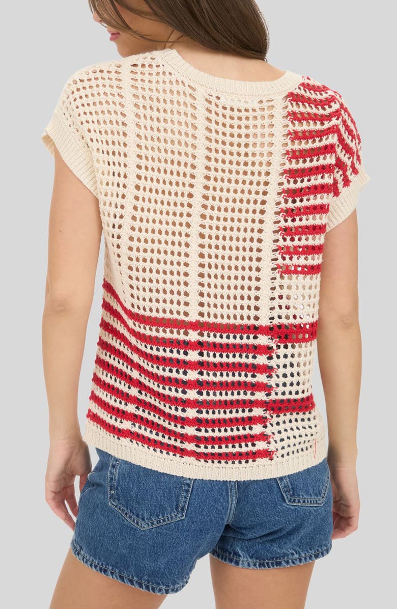 Blu Pepper Colorblock Open Knit Top, Alternate, color, Cream
