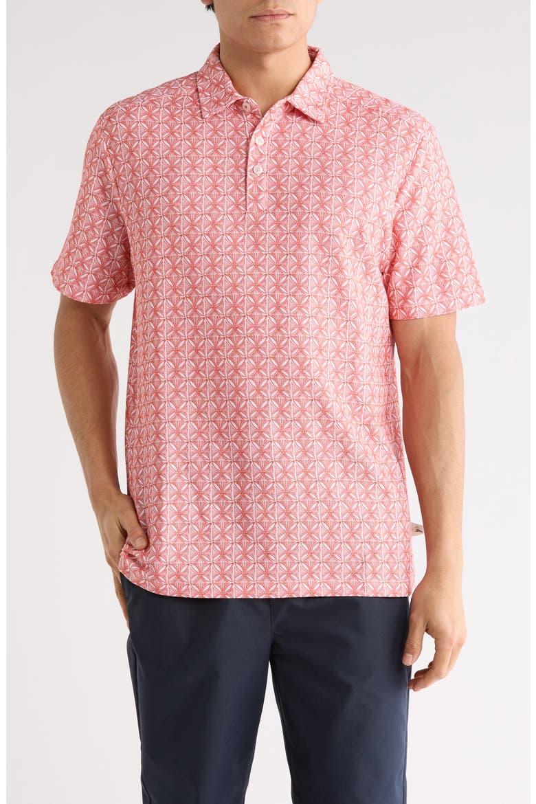 Ocean Mosaic Supima® Cotton Blend Polo, Main, color, BURNT CORAL