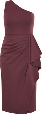 City Chic Priyanka Ruffle One-Shoulder Midi Dress