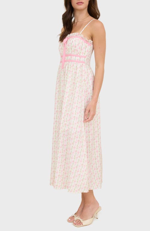 BLU PEPPER BLU PEPPER BOW AND FLOWER STRIPE MIDI DRESS 
