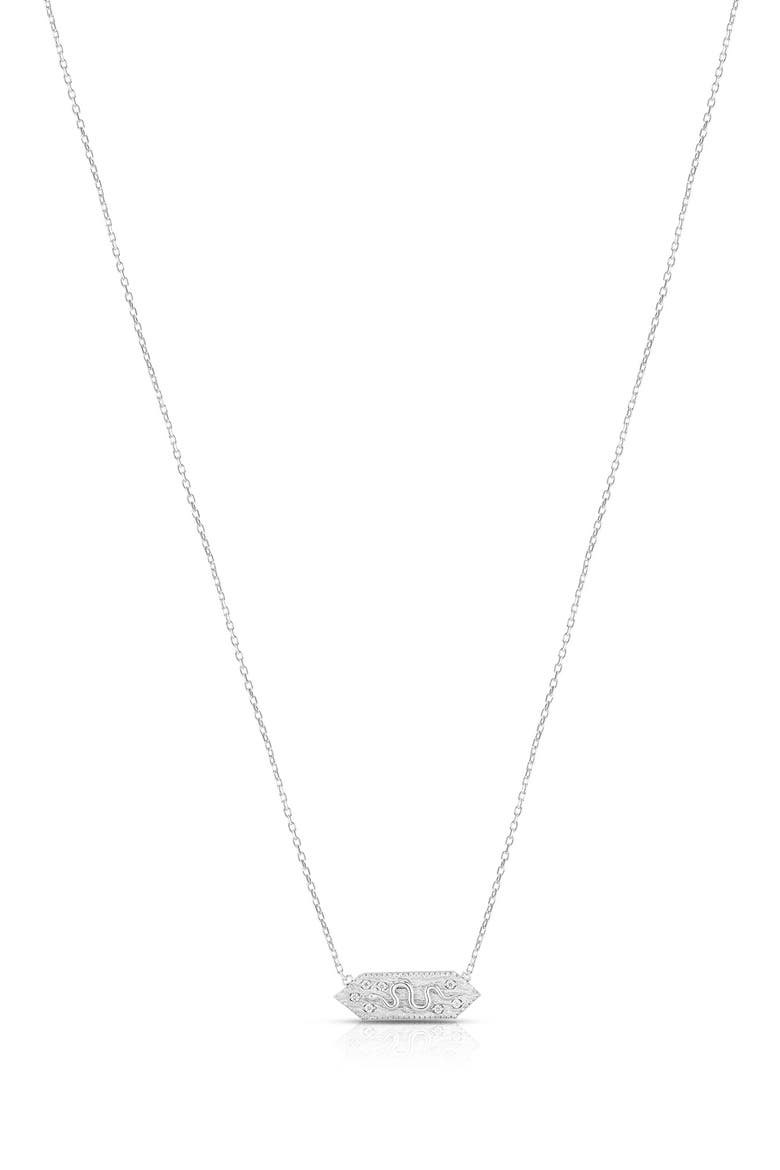 Cubic Zirconia Snake Pendant Necklace, Main, color, SILVER