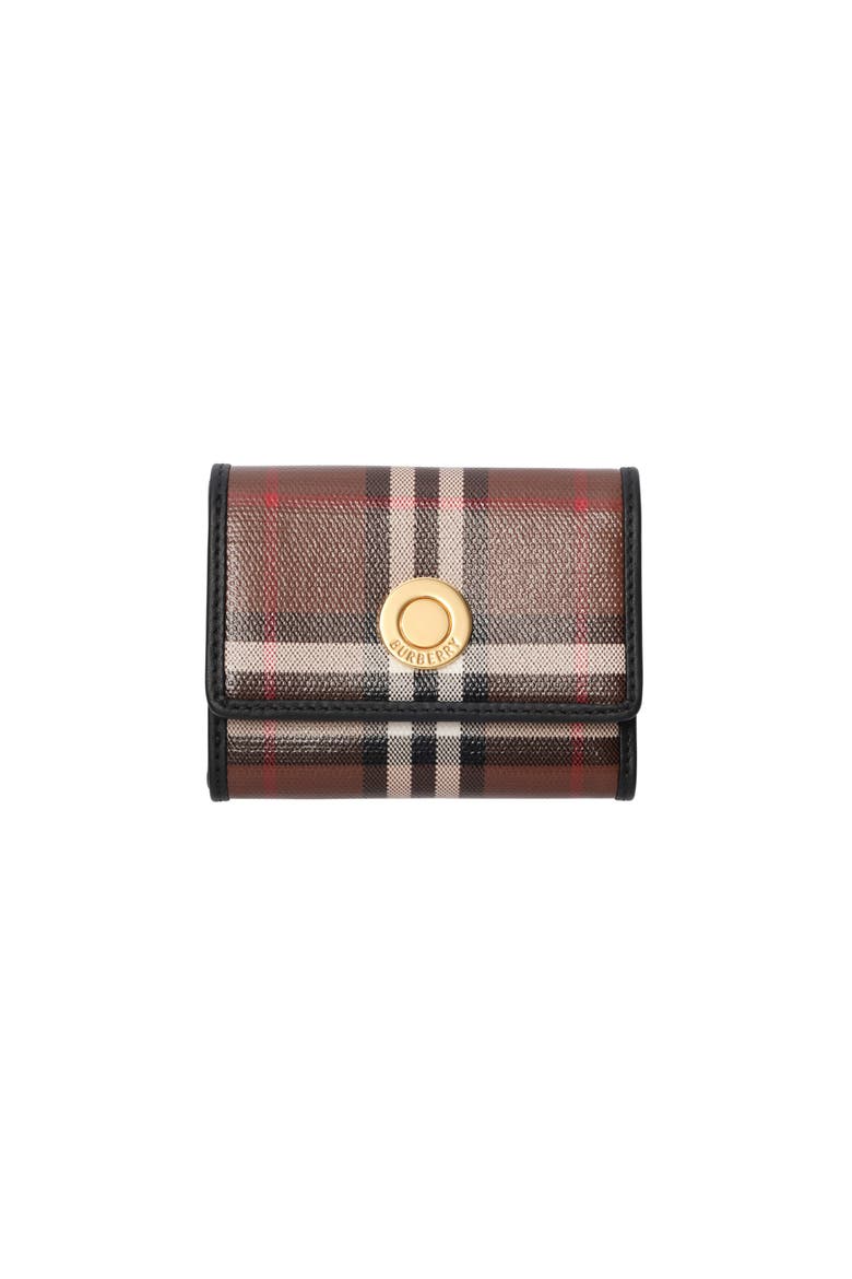 Small Check Folding Wallet, Main, color, Chocolate brown