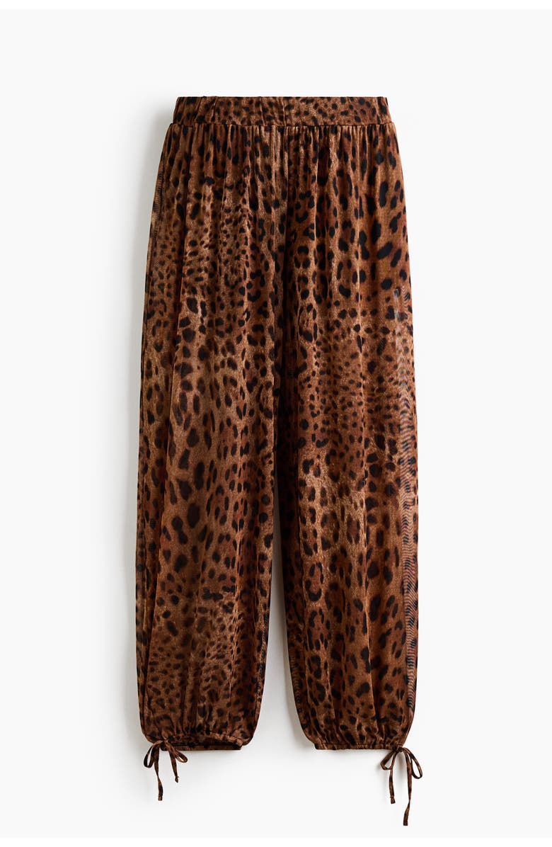 H&M Mesh Balloon Trousers, Alternate, color, Dark Beige/Leopard Print