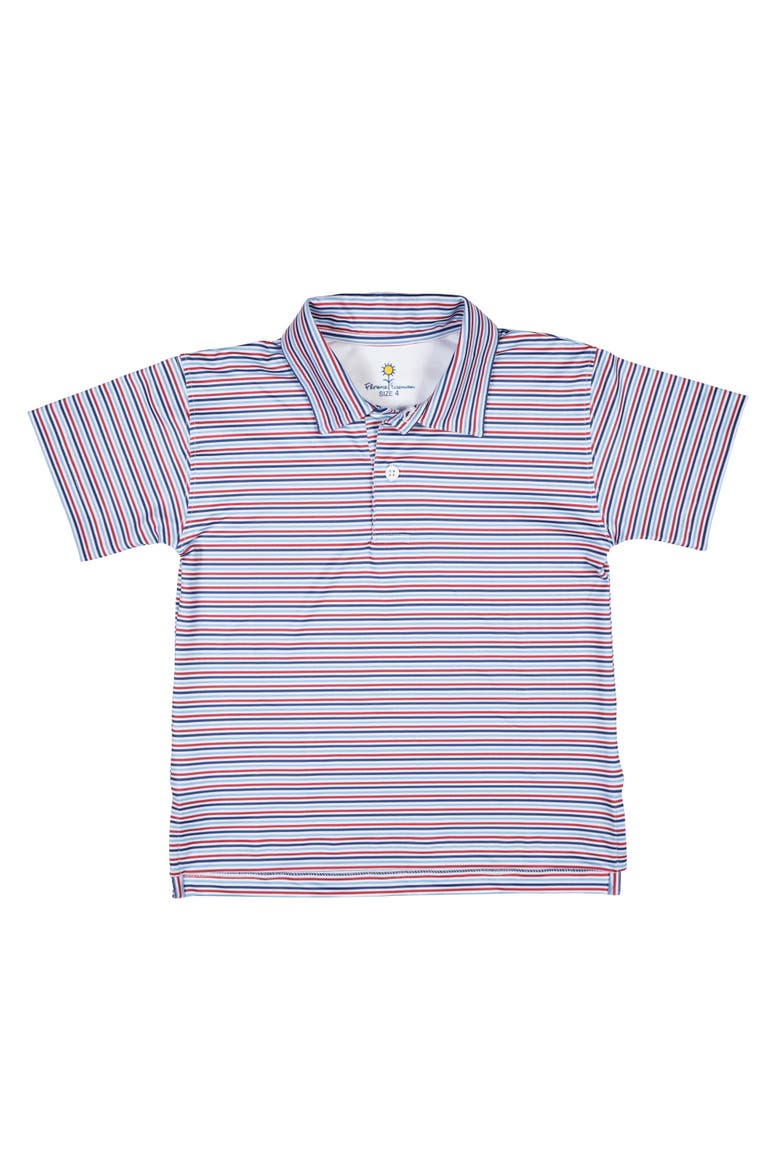 Stripe Print Performance Knit Polo, Main, color, Blue/White/Red