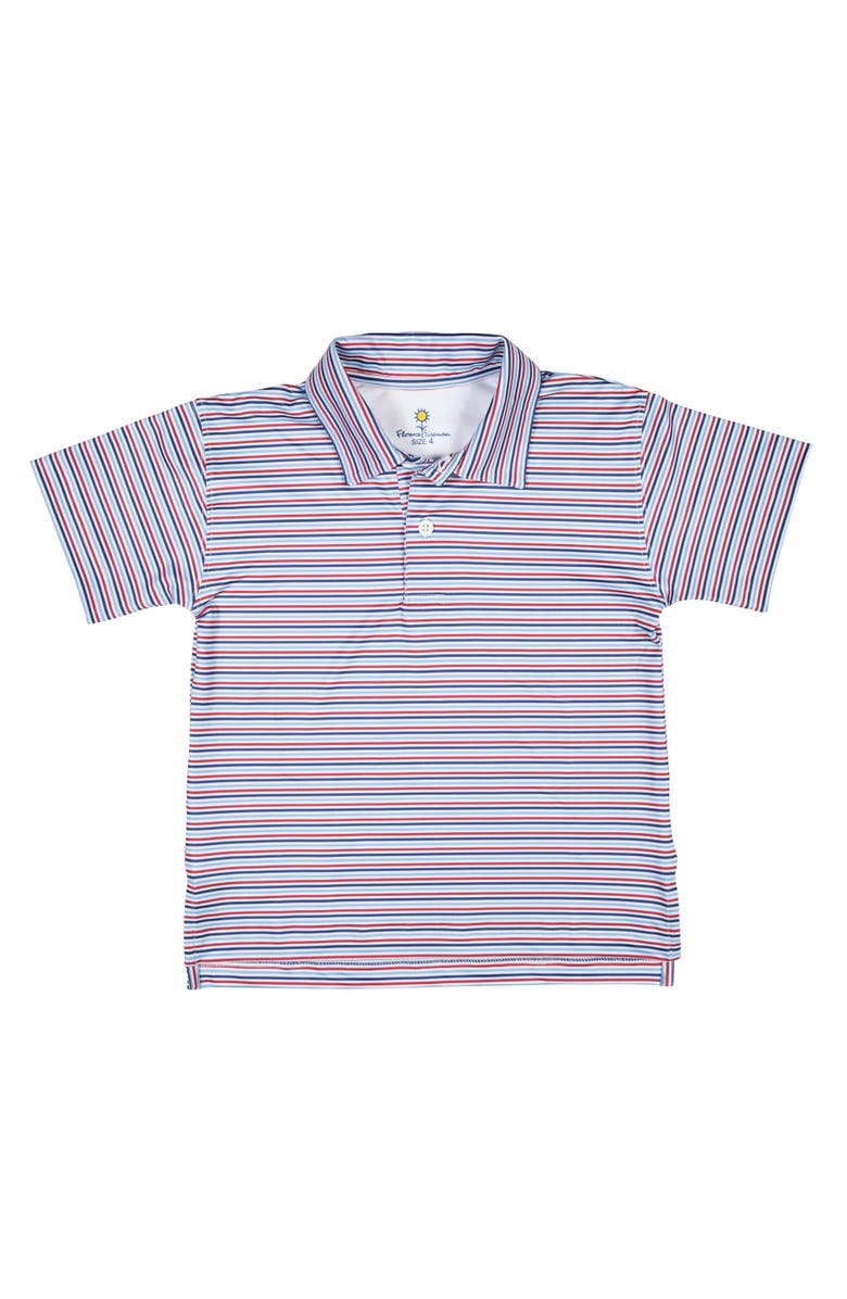 Florence Eiseman Stripe Print Performance Knit Polo, Main, color, Blue/White/Red
