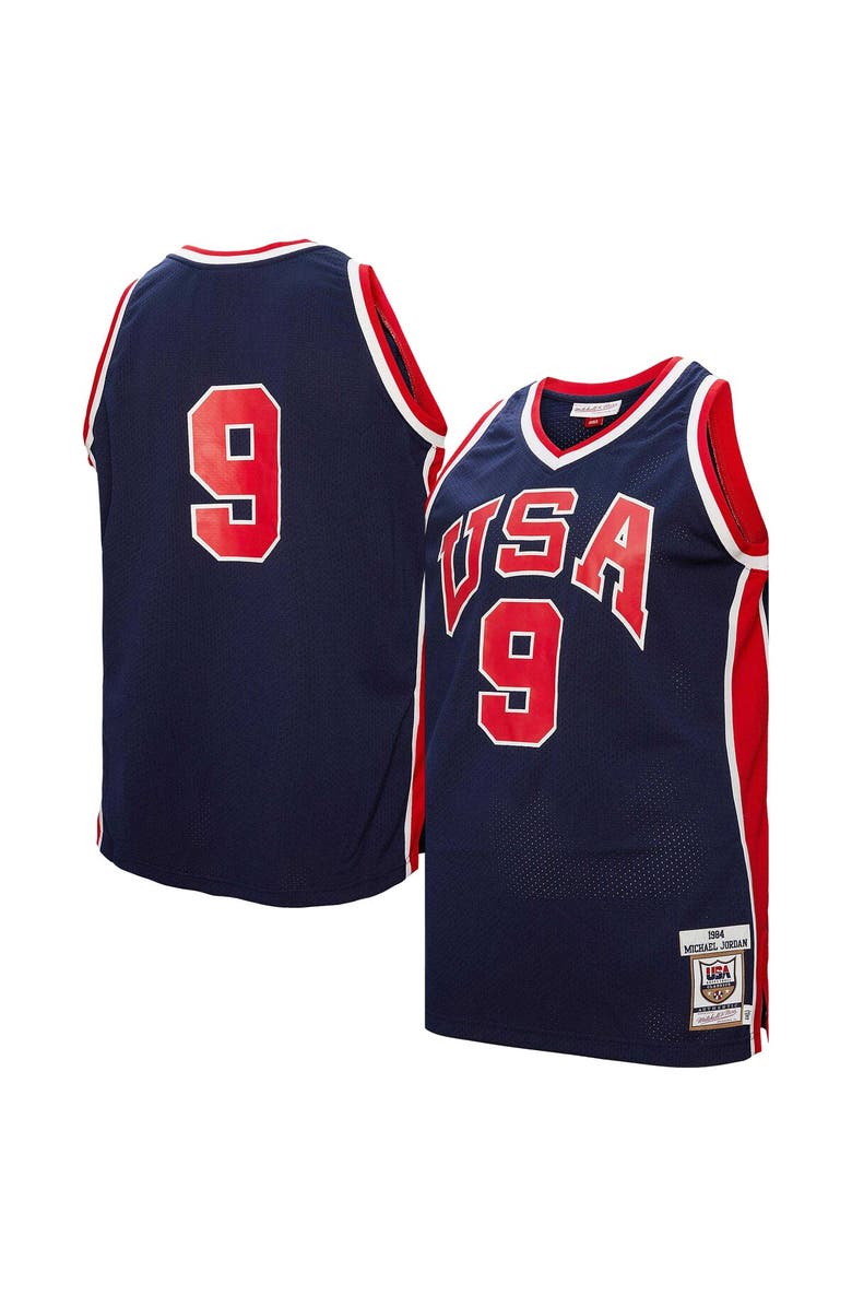 Mitchell & Ness Men's Mitchell & Ness Michael Jordan Navy USA Basketball 1984 Authentic Jersey, Main, color, Navy