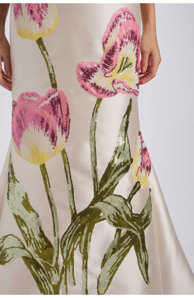 Amsale Sequin Appliqué Gown, Alternate, color, Champagne