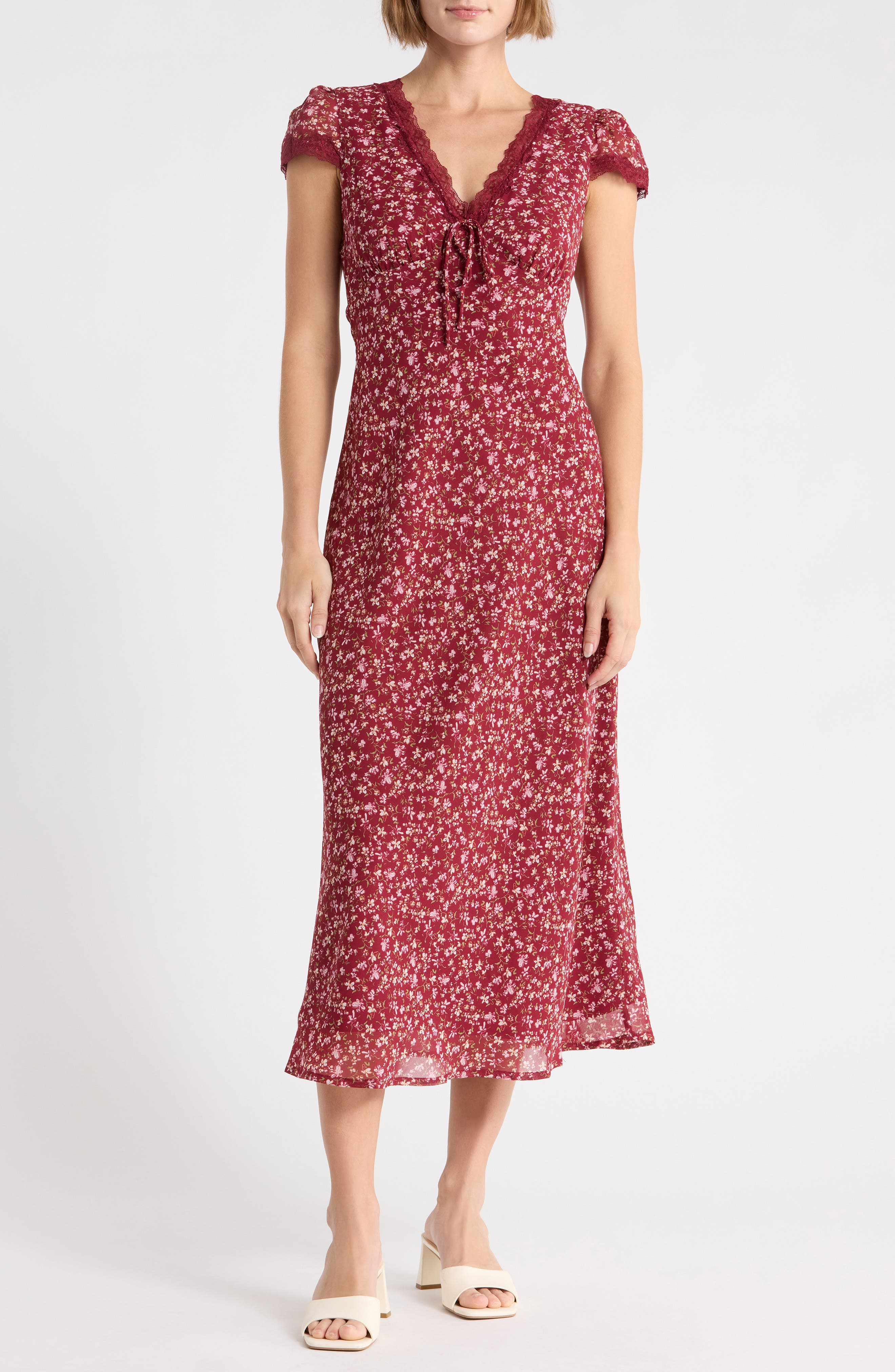 Lace Trim Midi Dress
