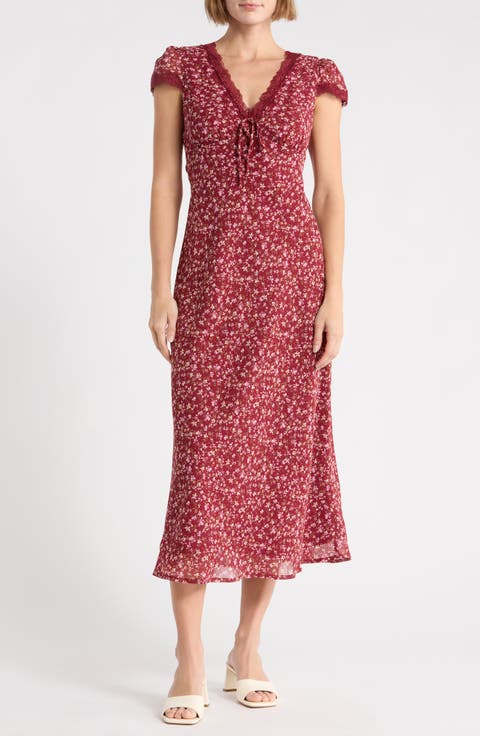 Lace Trim Midi Dress