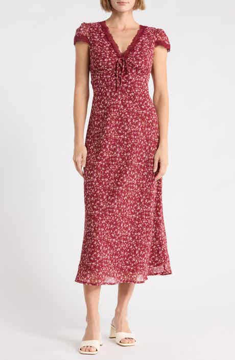 Lace Trim Midi Dress