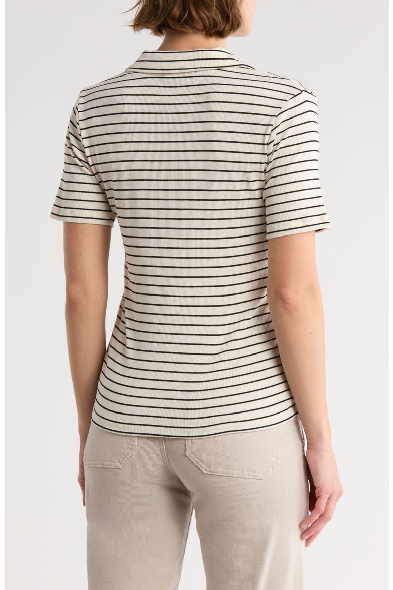Stripe Button-Up T-Shirt, Alternate, color, MILK BLAC