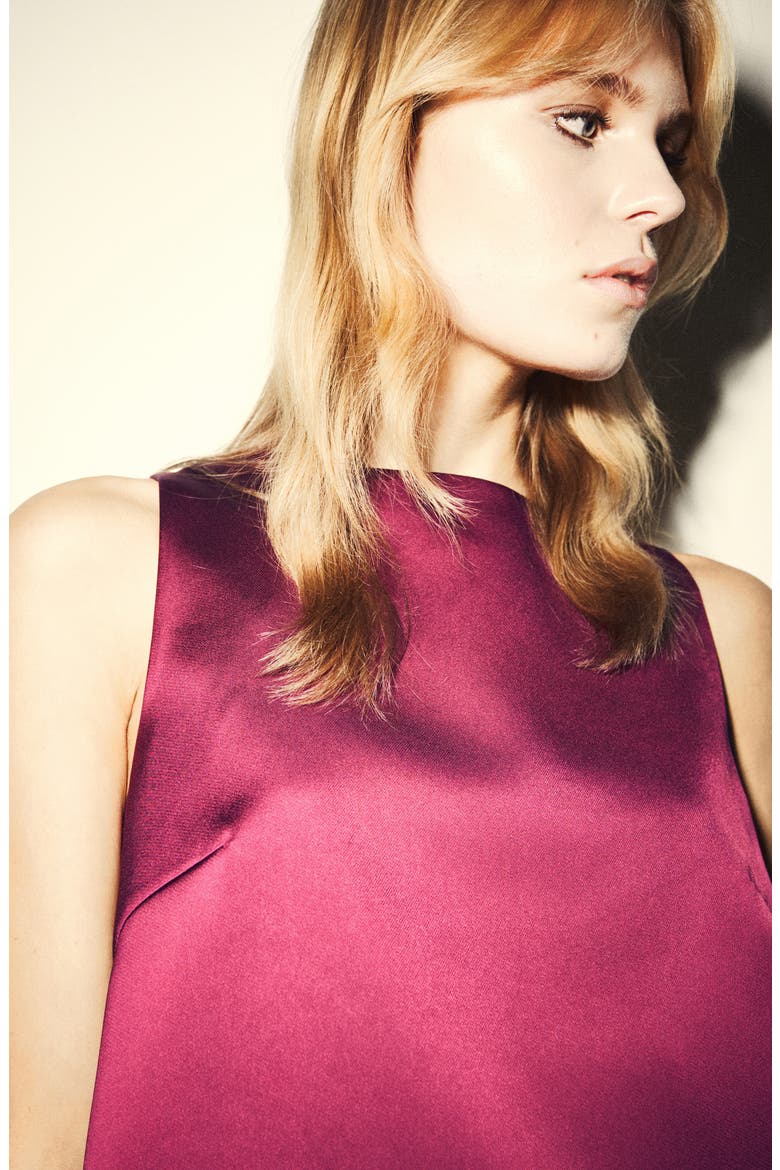 Jackie-O Bow Back Sleeveless Crop Satin Top, Alternate, color, GRAPEFRUIT