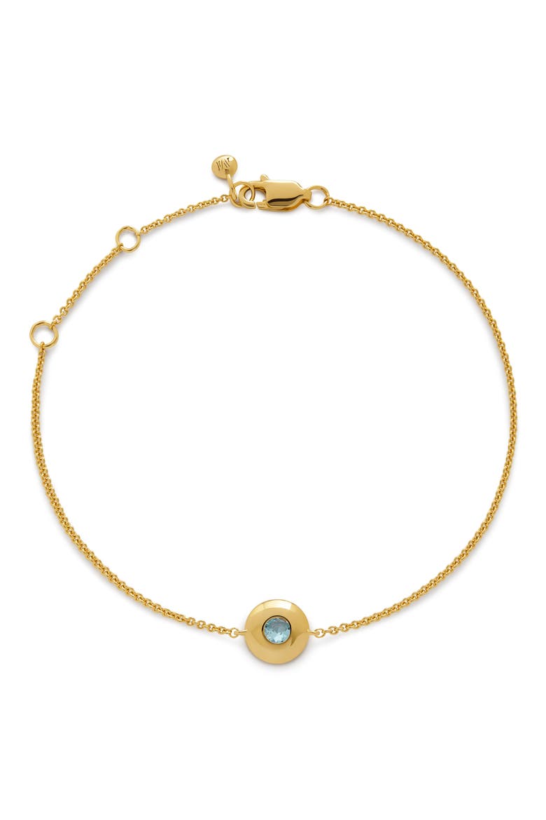 Bezel Birthstone Station Bracelet, Main, color, MARCH/ AQUAMARINE/ GOLD