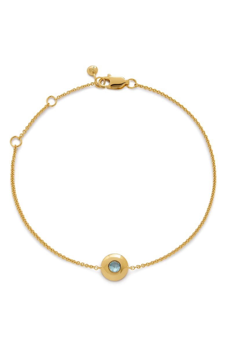 Monica Vinader Bezel Birthstone Station Bracelet, Main, color, March/ Aquamarine/ Gold