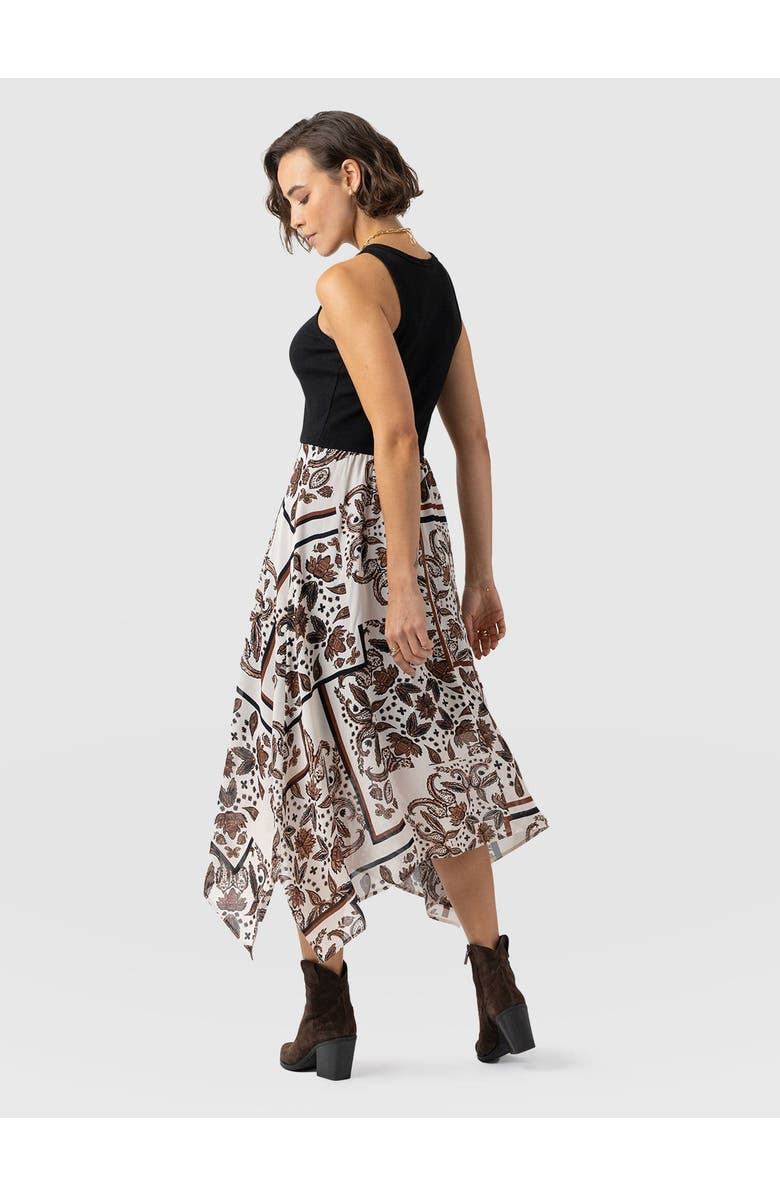 Saint + Sofia Lila Hanky Hem Dress, Alternate, color, Cream Paisley