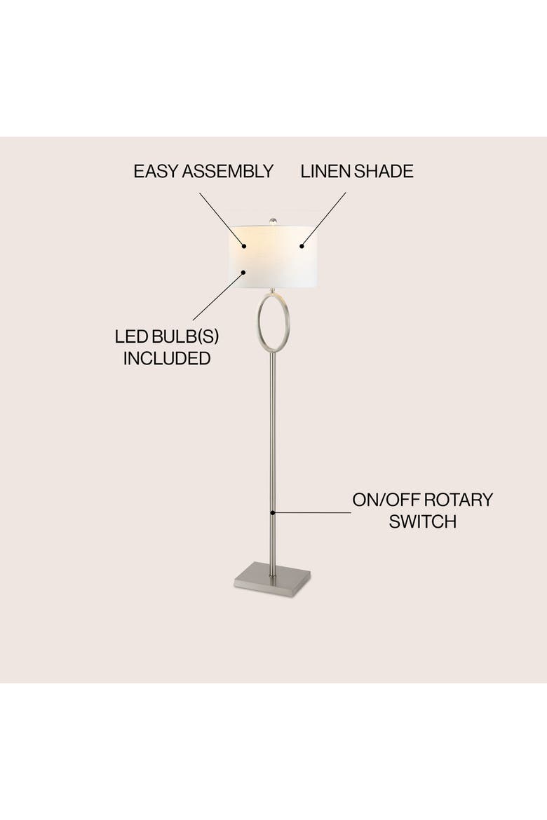 April Metal Modern Contemporary LED Floor Lamp, Alternate, color, Nickel