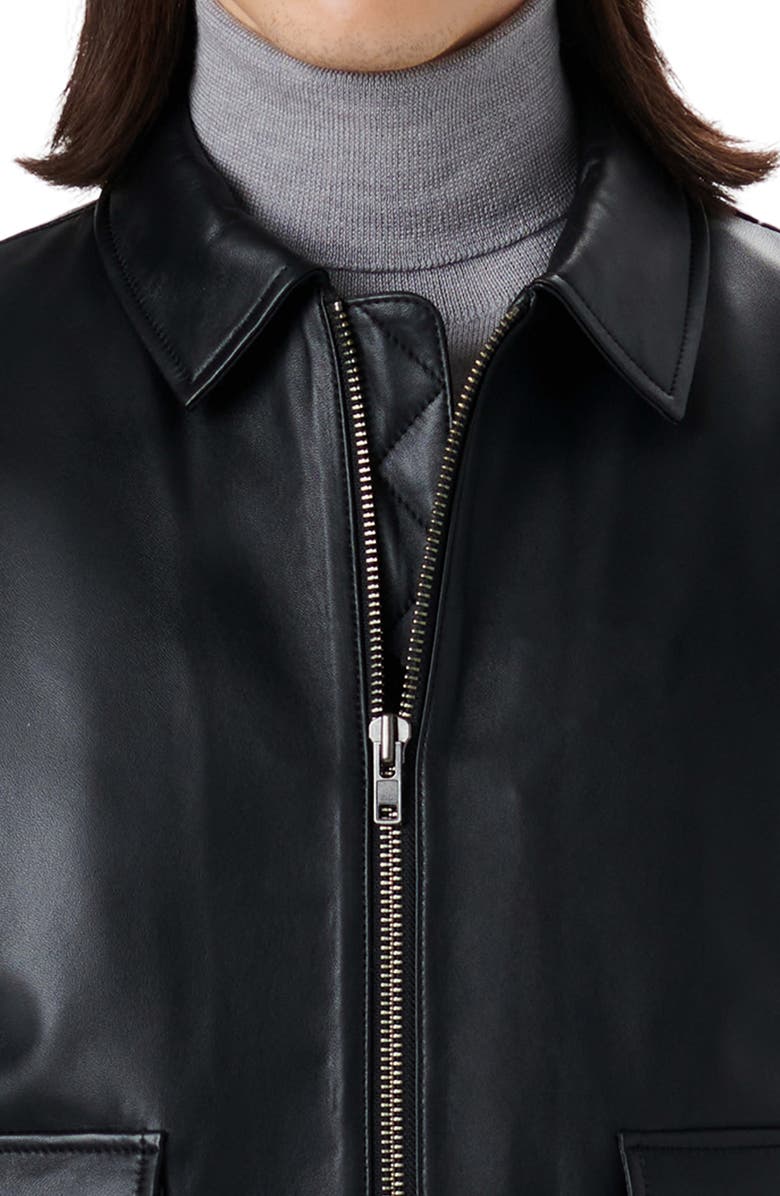 Bugatchi Leather Bomber Jacket, Alternate, color,