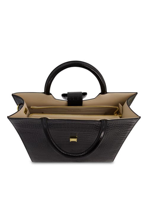 Mac Duggal Crocodile Leather Buckle Detail Maxi Tote Bag In Black