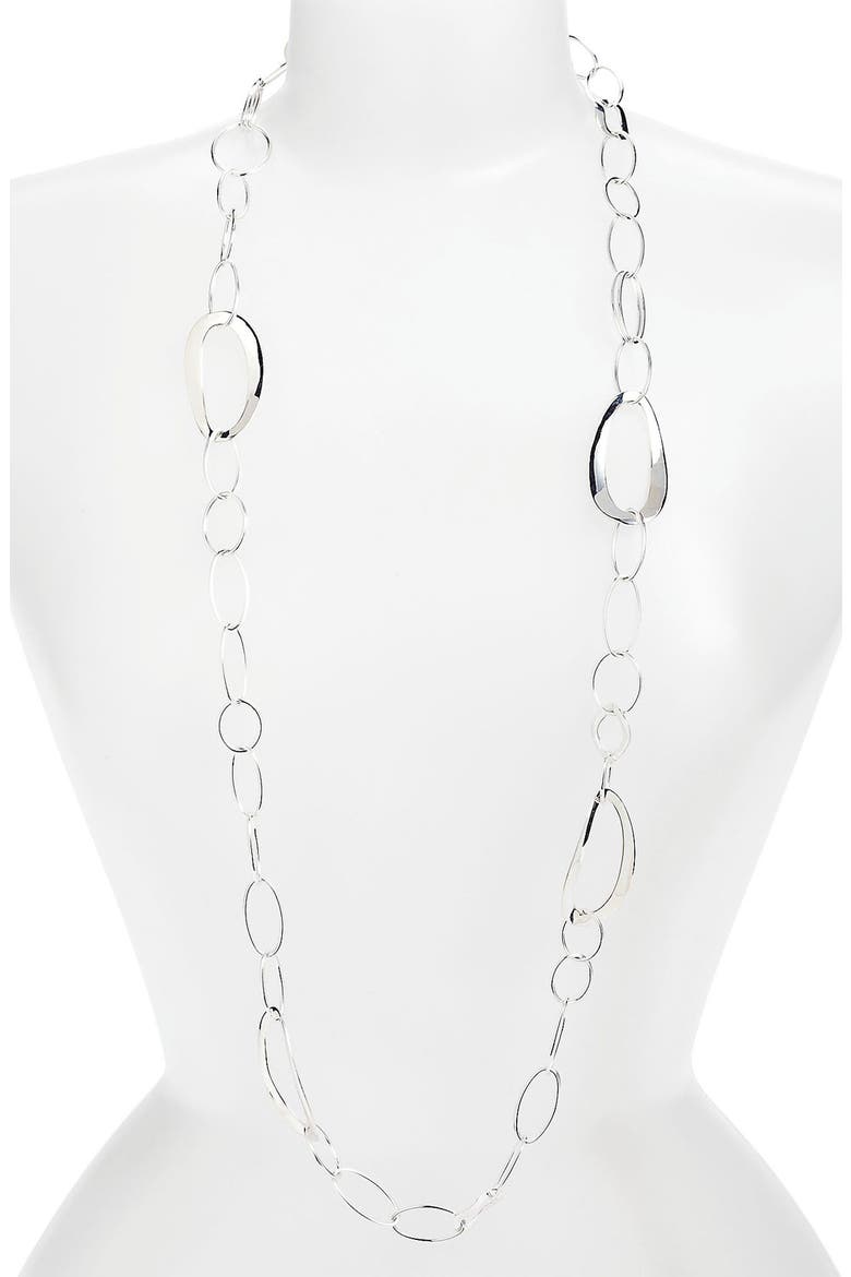 'Cherish' Wavy Oval Chain Necklace, Main, color, SILVER