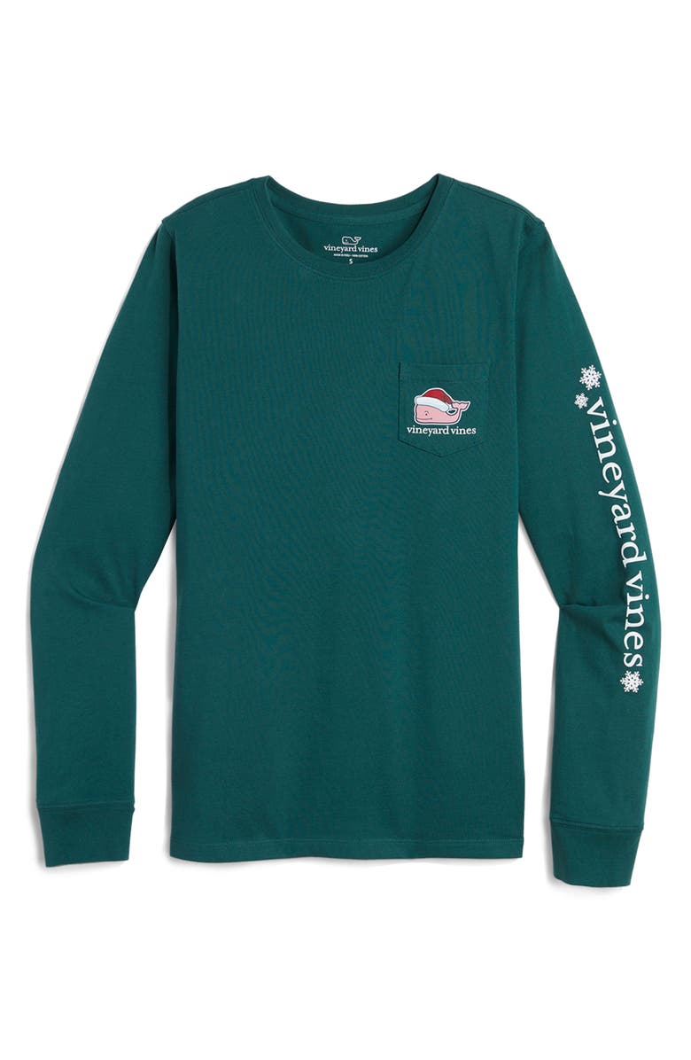 vineyard vines Santa Whale Long Sleeve Cotton Graphic T-Shirt, Main, color, 