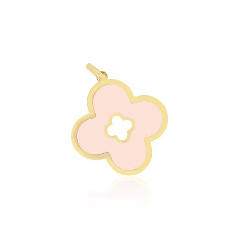 Pink Pearl Clover Cut Out Charm