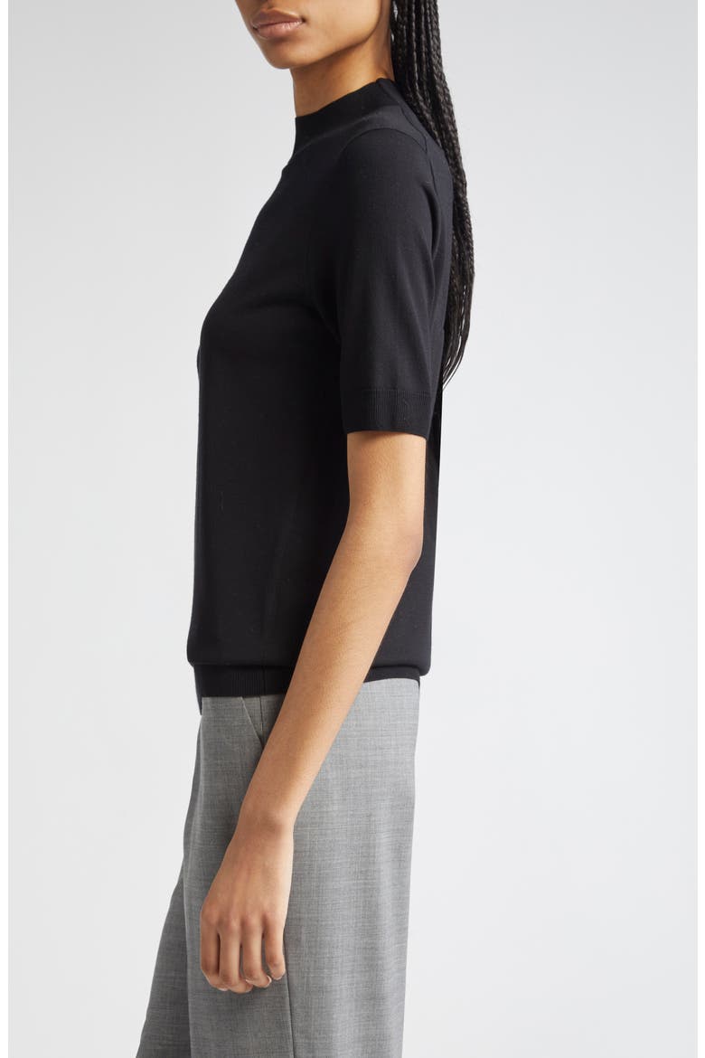 Mock Neck Short Sleeve Sweater, Alternate, color, BLACK