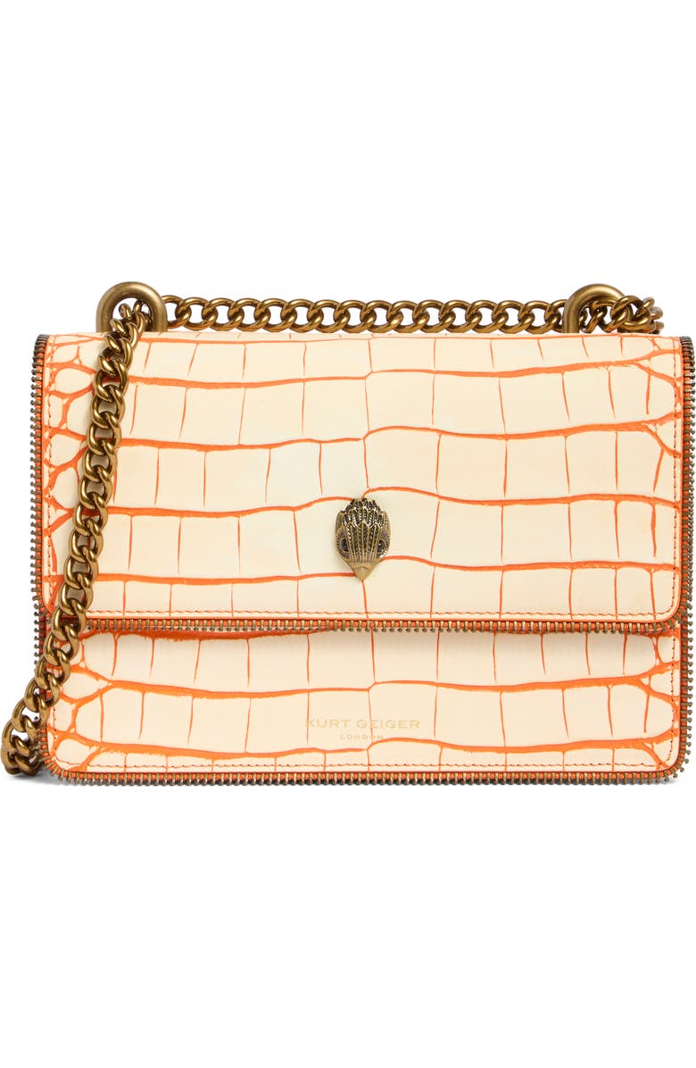 Kurt Geiger London Small Shoreditch Croc Embossed Leather Convertible Crossbody Bag, Main, color, Open White