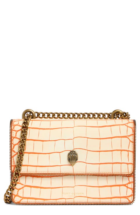 Small Shoreditch Croc Embossed Leather Convertible Crossbody Bag