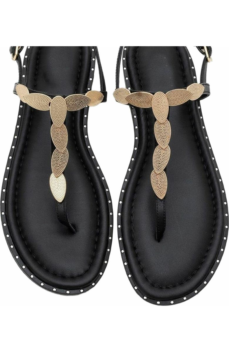 Forever & Always Shoes Marea Leather Flat Sandal, Alternate, color, Black Leather
