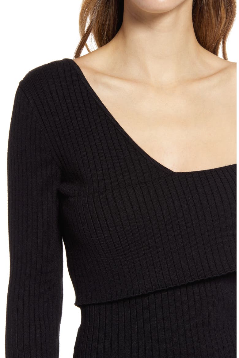 Asymmetrical Off the Shoulder Sweater Dress, Alternate, color, BLACK