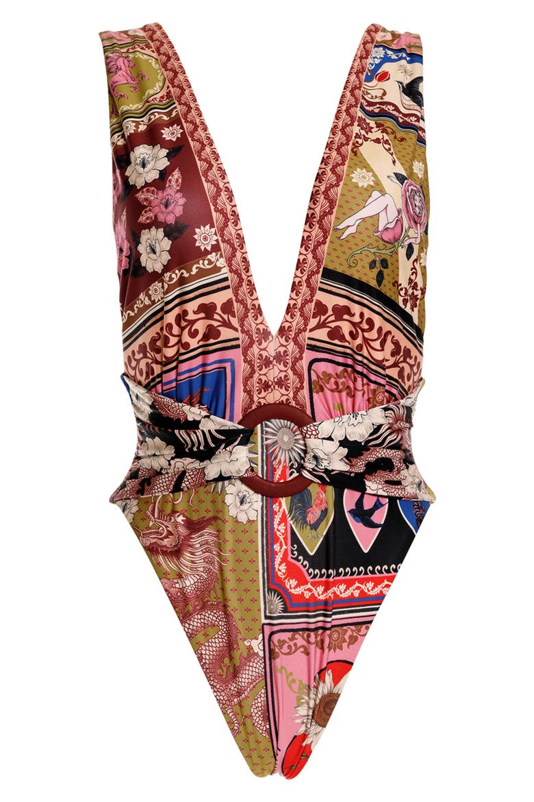 Ina One-Piece Swimsuit, Alternate, color, RED MULTI