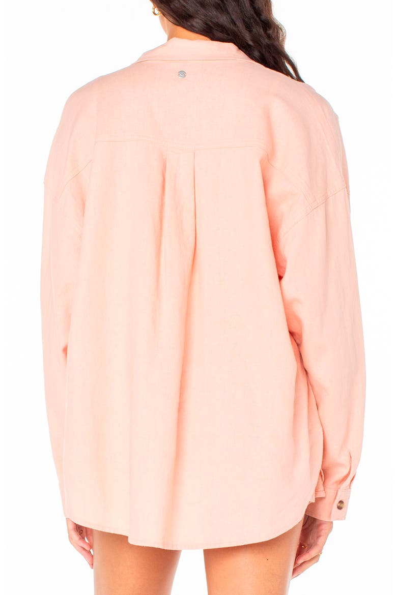 Morning Time Linen Blend Button-Up Shirt, Alternate, color, ROSE CLOUD SOLID