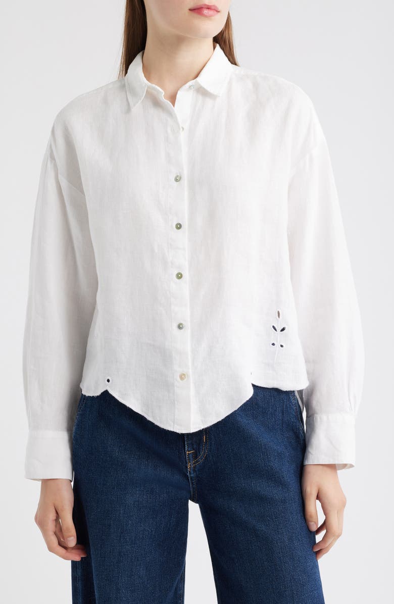 Bella Dahl Embroidered Eyelet Linen Button-Up Shirt, Main, color, 