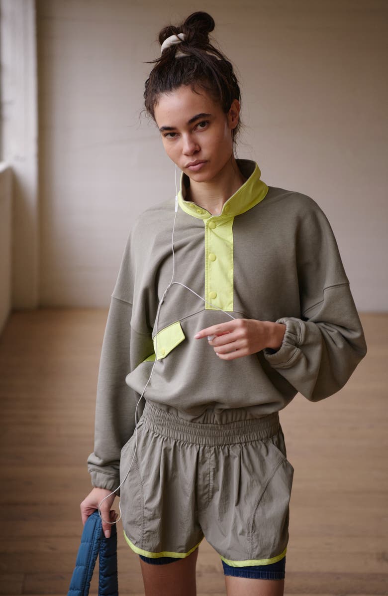 Free People FP Movement World Tour Pullover & Shorts Set, Alternate, color, Sage Stone Combo