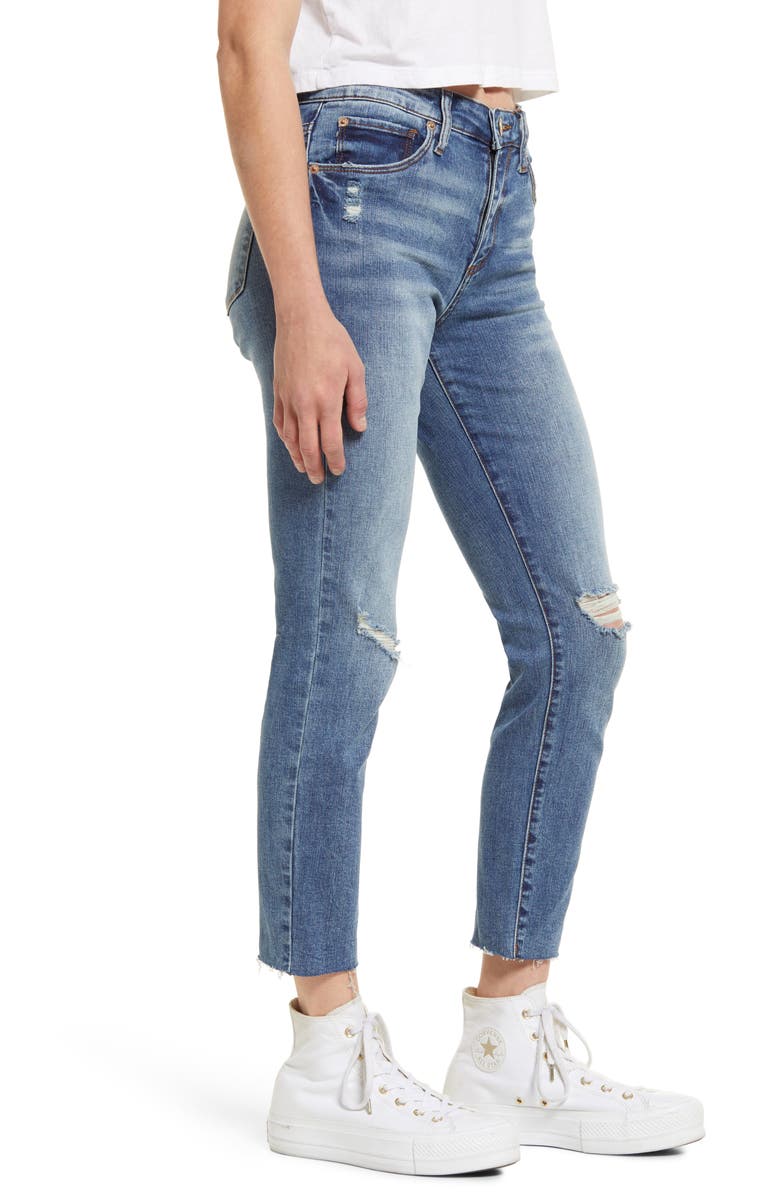 STS Blue Riley High Waist Raw Hem Slim Boyfriend Jeans, Alternate, color, 