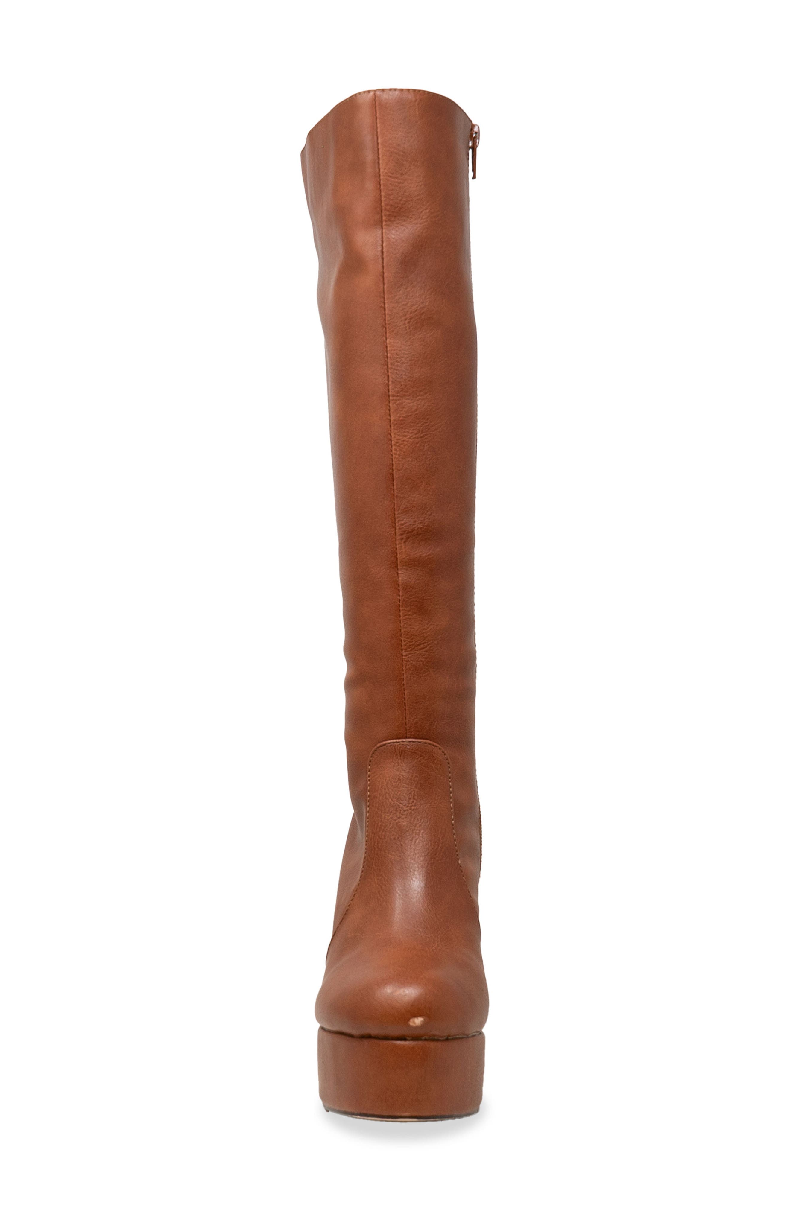 CHASE AND CHLOE Knee High Platform Boot, Alternate, color, Cognac