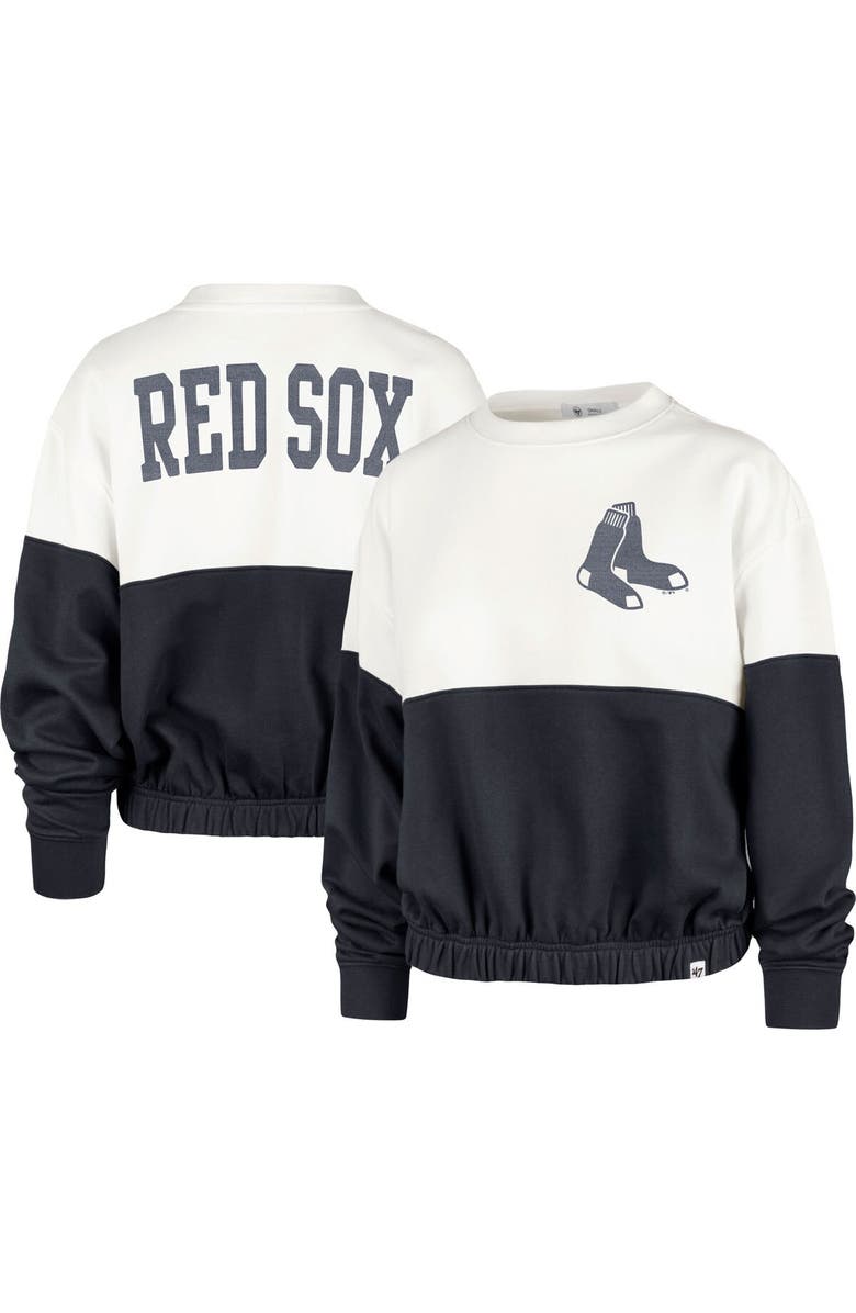 '47 Women's '47 White/Navy Boston Red Sox Take Two Bonita Pullover Sweatshirt, Alternate, color, White