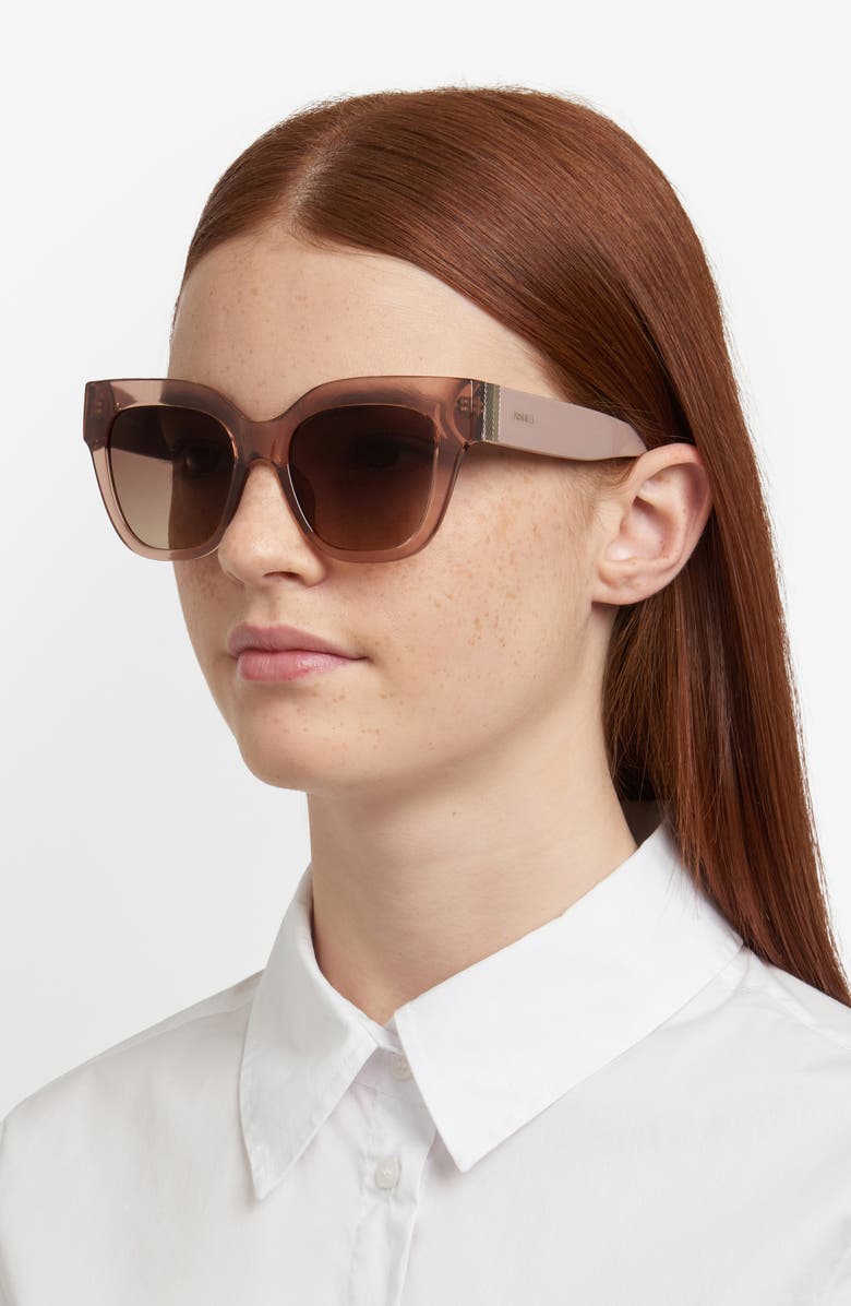 Fossil 51mm Gradient Cat Eye Sunglasses, Alternate, color, Crystal Beige/ Brown Sf