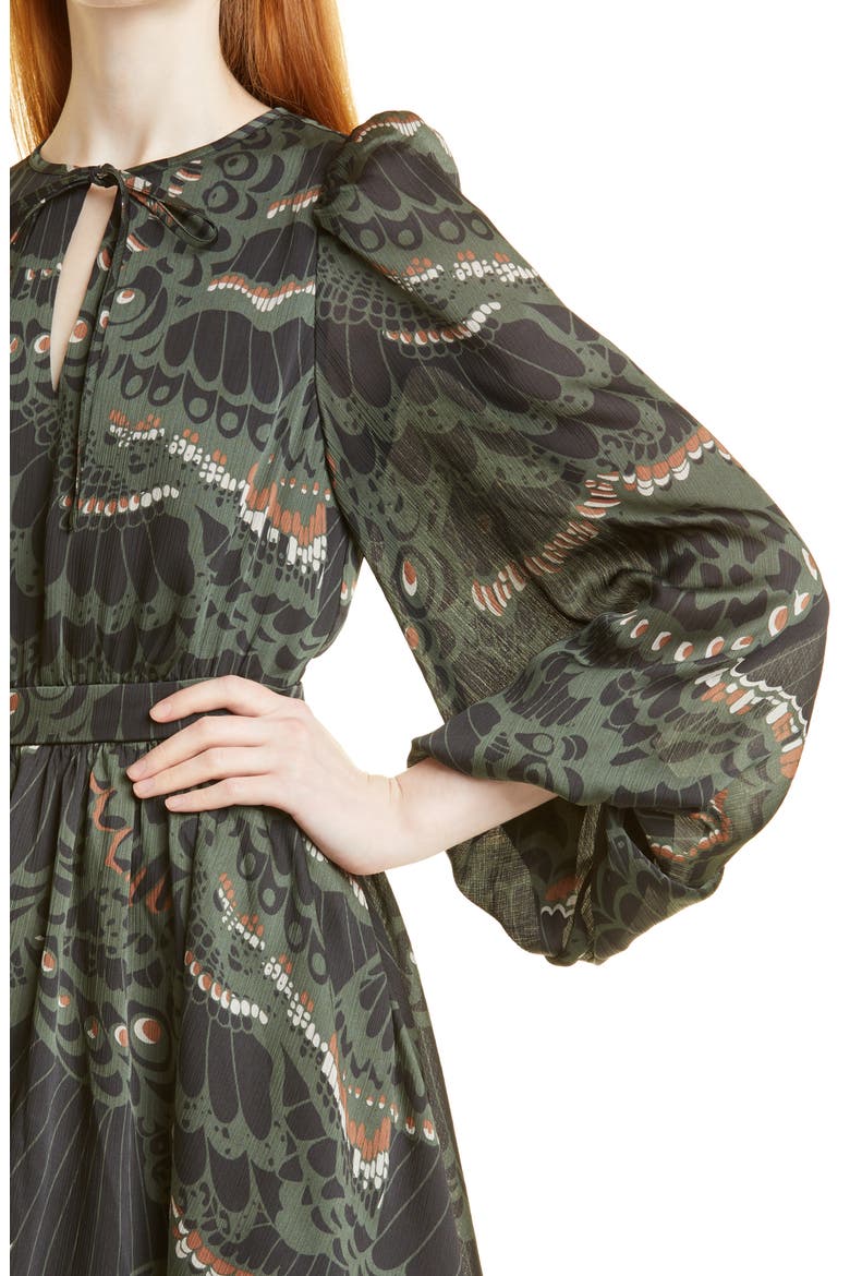 Chrissy Mix Print Long Sleeve Dress, Alternate, color, BLACK